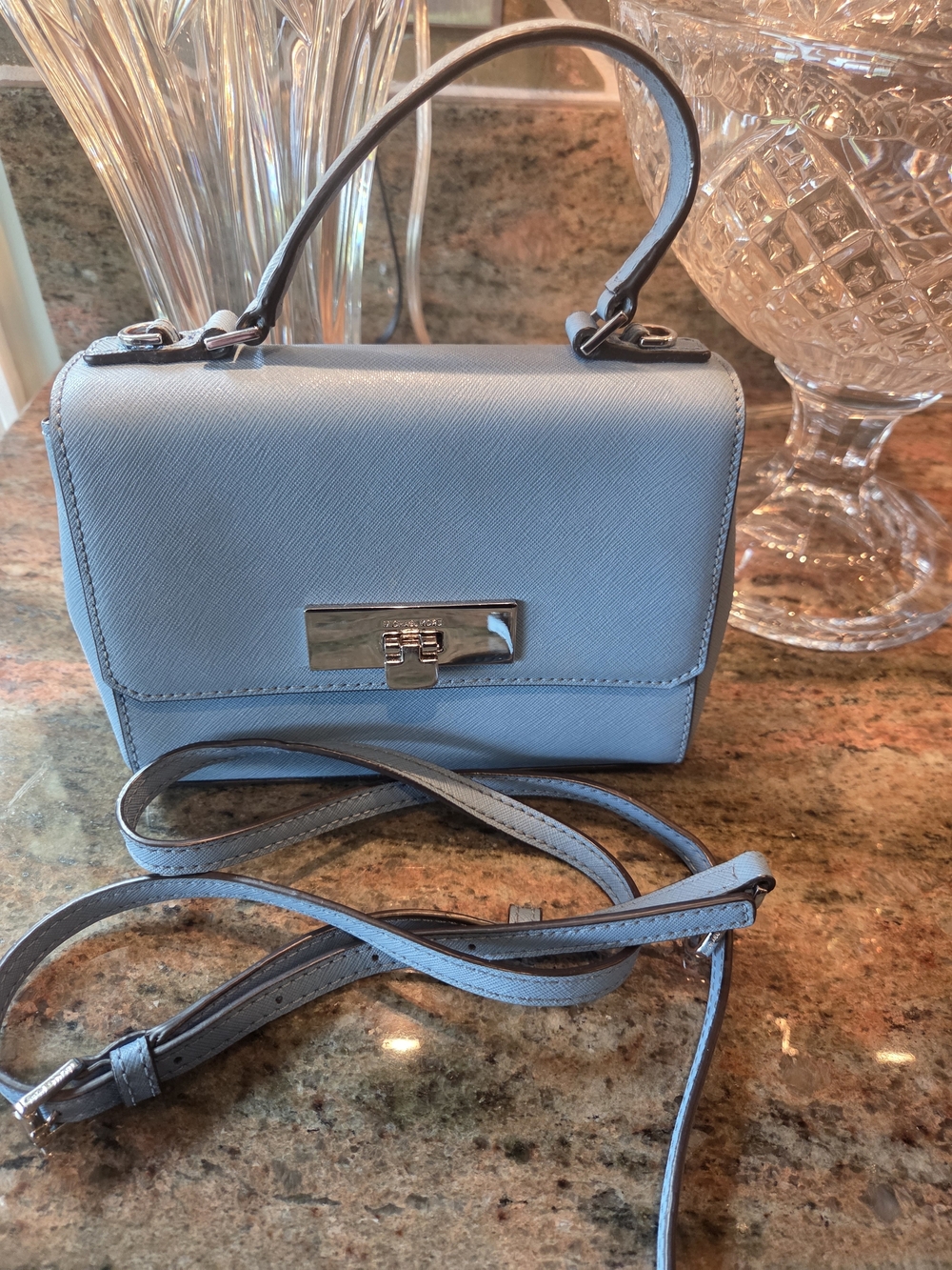 Michael Kors Blue Structured Top-Handle Crossbody Bag